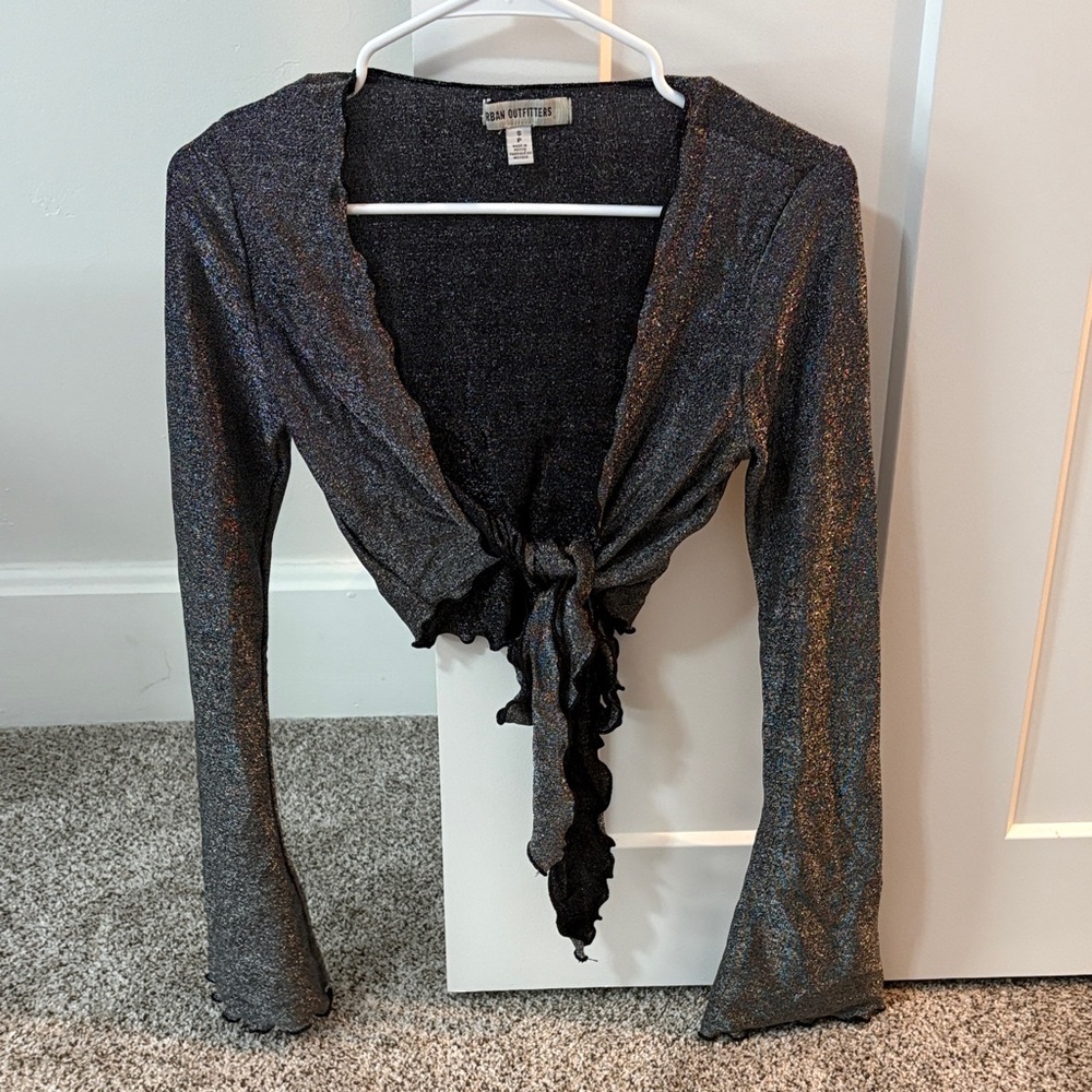 Urban Outfitters Black Glitter Crop Top